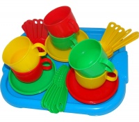 Набор детской посуды Полесье Минутка с подносом на 6 персон