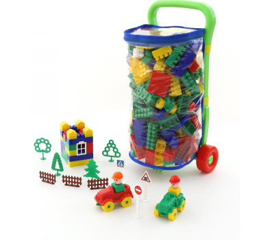 Тележка Полесье Caddie и Конструктор Строитель (160 элементов) (v2)