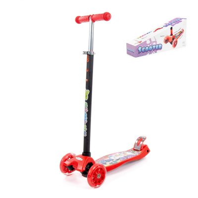 Трехколесный самокат Полесье (с наклейкой V1), цвет: красно-чёрный Трехколесный самокат Полесье (с наклейкой V1), цвет: красно-чёрный