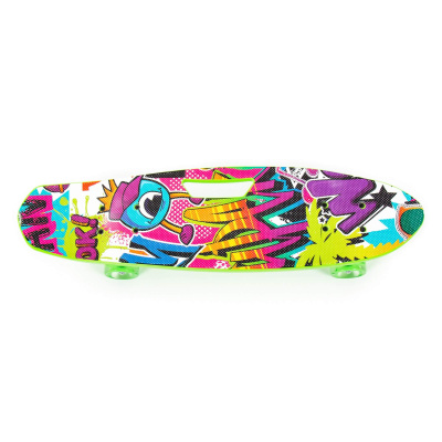 Скейтборд Полесье 65 см, цвет: зеленый с наклейкой