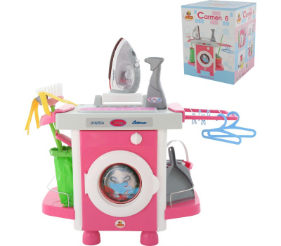 Игровой набор Полесье Carmen №6 Стиральная машина с аксессуарами и утюг (в коробке)