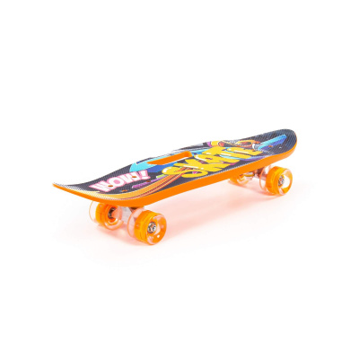 Скейтборд Полесье 65 см, цвет: оранжевый с наклейкой