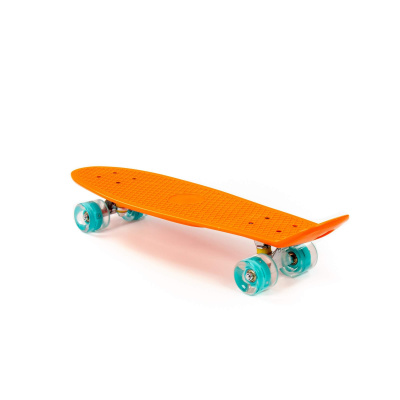 Скейтборд Полесье 66 см, цвет: оранжевый с бирюзовыми колёсами