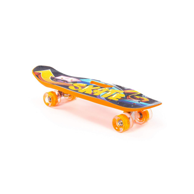Скейтборд Полесье 65 см, цвет: оранжевый с наклейкой