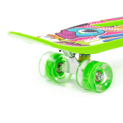 Скейтборд Полесье 65 см, цвет: зеленый с наклейкой