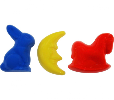 Формочки Полесье Заяц, лошадка, месяц (красный, жёлтый, сиреневый)