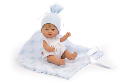 Пупсик "ASI" с голубым пледом, 20 см