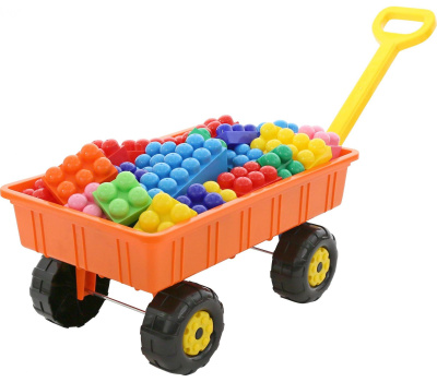 Набор Полесье №381 тележка Дачная + конструктор Великан, 32 эл.