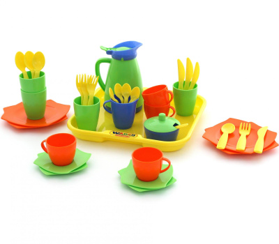 Игровой набор детской посуды Полесье Алиса с подносом на 4 персоны Игровой набор детской посуды Полесье Алиса с подносом на 4 персоны