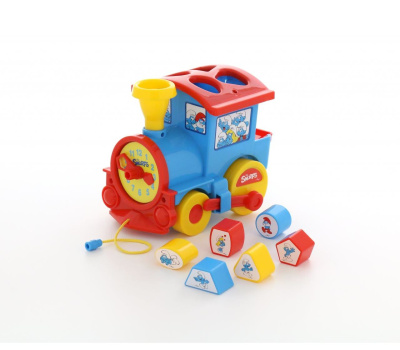 Сортер Полесье Логический паровозик "Смурфики" №2 с 6 кубиками