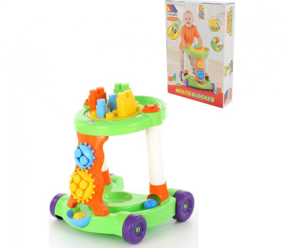 Каталка Полесье с конструктором 13 элементов (зеленая)