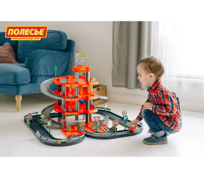 Паркинг Полесье Autopark (4-уровневый с дорогой и автомобилями, красный) (в коробке)