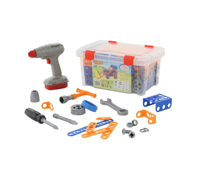 Конструктор Полесье Изобретатель Трактор-погрузчик №1 (142 элемента) + Шуруповёрт