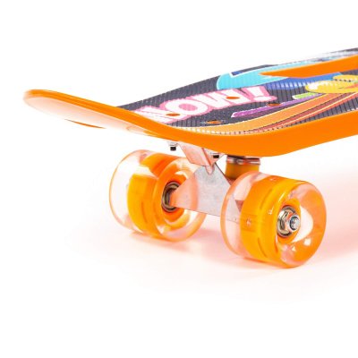 Скейтборд Полесье 65 см, цвет: оранжевый с наклейкой