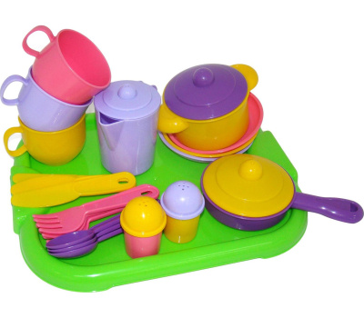 Набор детской посуды Полесье Хозяюшка с подносом на 3 персоны