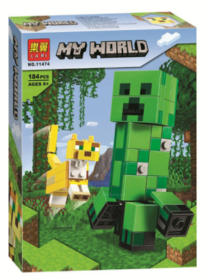 Конструктор Майнкрафт «Большие Крипер с Оцелотом»