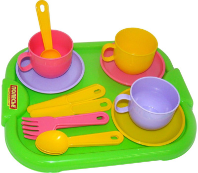 Набор детской посуды Полесье Минутка с подносом на 3 персоны