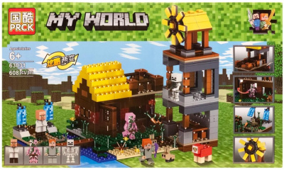 Конструктор Майнкрафт MyWorld «Фермерский коттедж с мельницей»