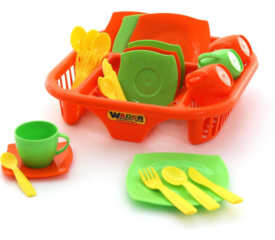 Набор детской посуды Полесье Алиса с сушилкой на 4 персоны