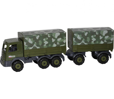 Бортовой автомобиль военный Полесье Престиж тентовый с прицепом