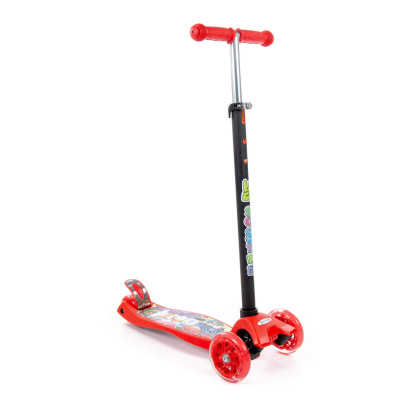 Трехколесный самокат Полесье (с наклейкой V1), цвет: красно-чёрный Трехколесный самокат Полесье (с наклейкой V1), цвет: красно-чёрный