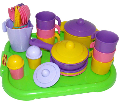 Набор детской посуды Полесье Настенька с подносом на 6 персон