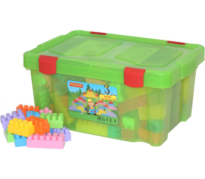 Конструктор Полесье Строитель (174 элемента) в контейнере