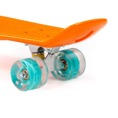 Скейтборд Полесье 66 см, цвет: оранжевый с бирюзовыми колёсами