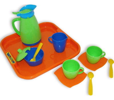 Игровой набор детской посуды Полесье Алиса с подносом на 2 персоны