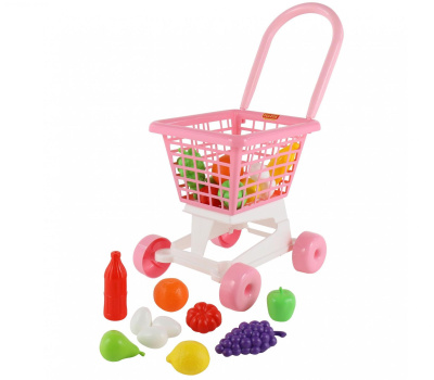 Тележка Полесье Supermarket №1 розовая + набор продуктов
