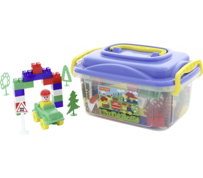 Конструктор Полесье Строитель (136 элементов) в контейнере (v2)