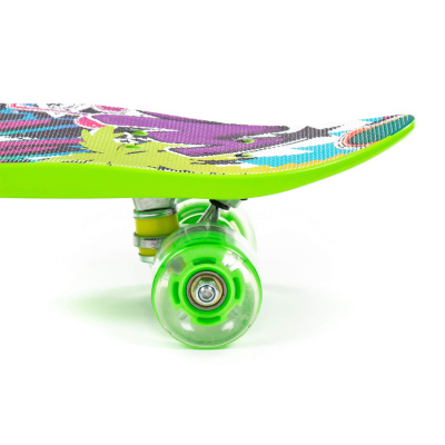 Скейтборд Полесье 65 см, цвет: зеленый с наклейкой
