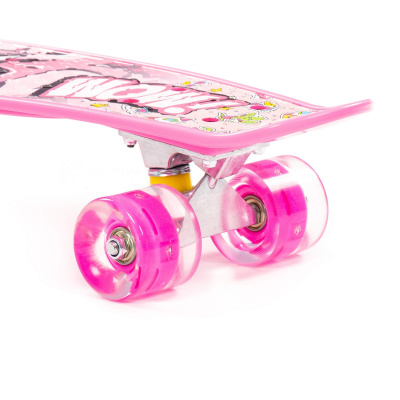 Скейтборд Полесье 56 см, цвет: розовый с наклейкой
