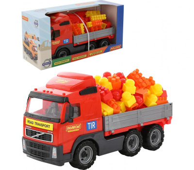 Автомобиль Полесье Volvo бортовой + Конструктор Супер-Микс (60 элементов)