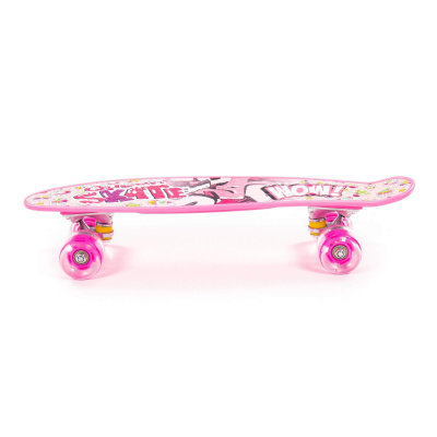 Скейтборд Полесье 56 см, цвет: розовый с наклейкой