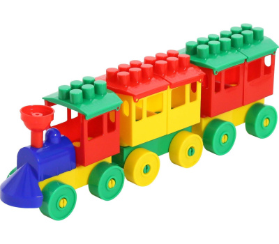 Конструктор Полесье Паровоз с двумя вагонами