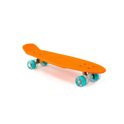 Скейтборд Полесье 66 см, цвет: оранжевый с бирюзовыми колёсами
