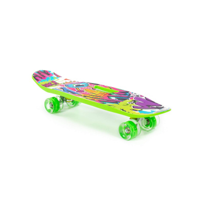 Скейтборд Полесье 65 см, цвет: зеленый с наклейкой